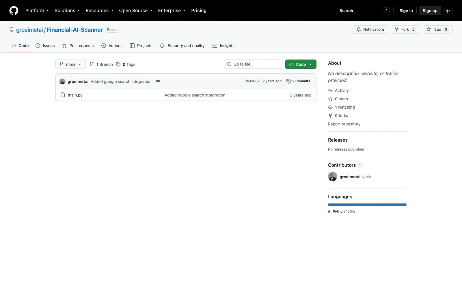Schermbeeld van Financial AI Scanner