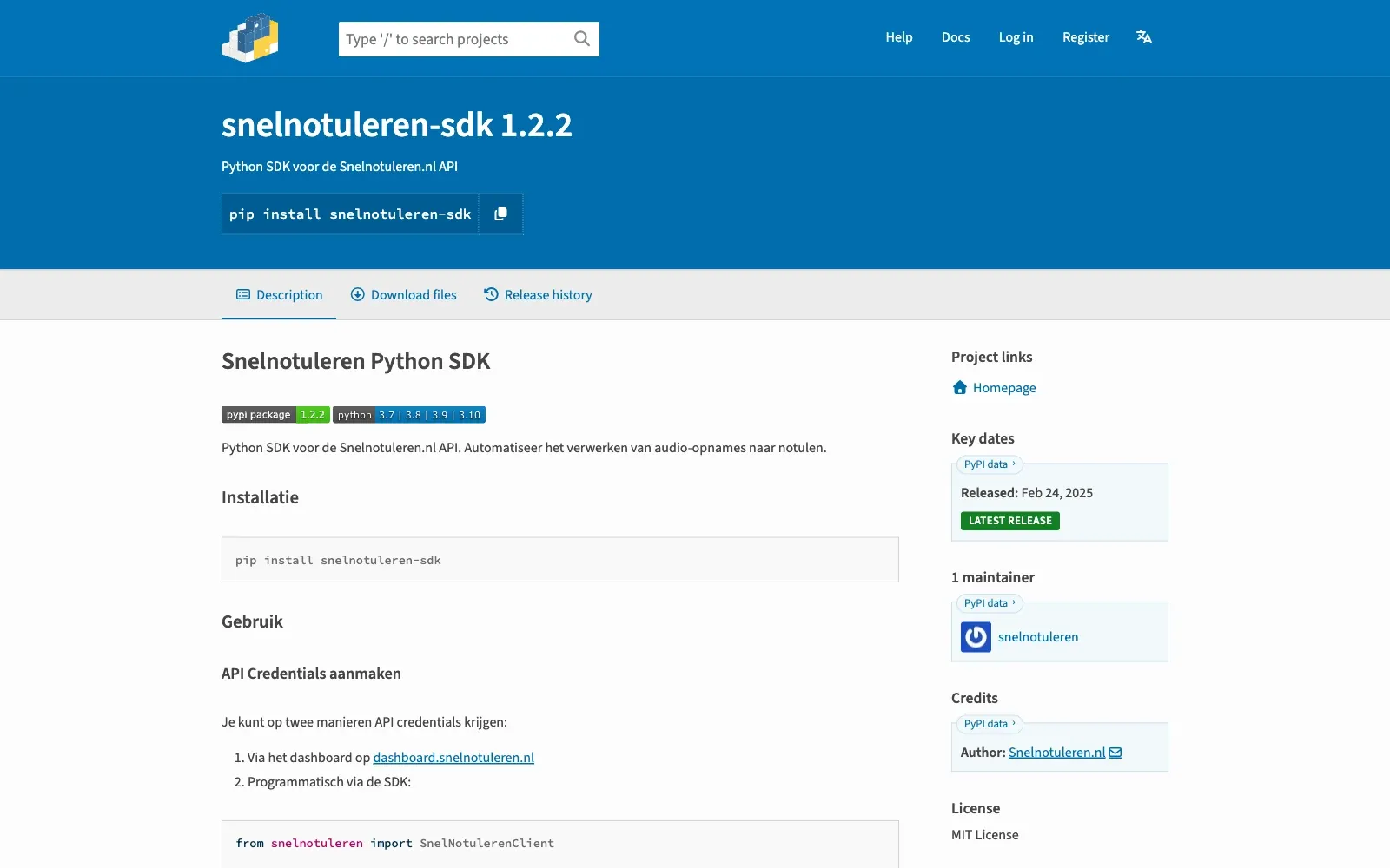 Schermbeeld van Snelnotuleren SDK